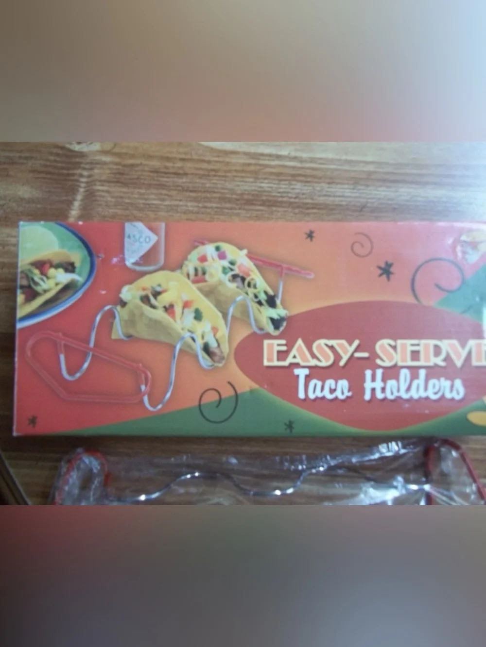 NIB Easy-Serve Taco Holders Red Metal Stand Holds 2-3 Tacos Party Serving Rack